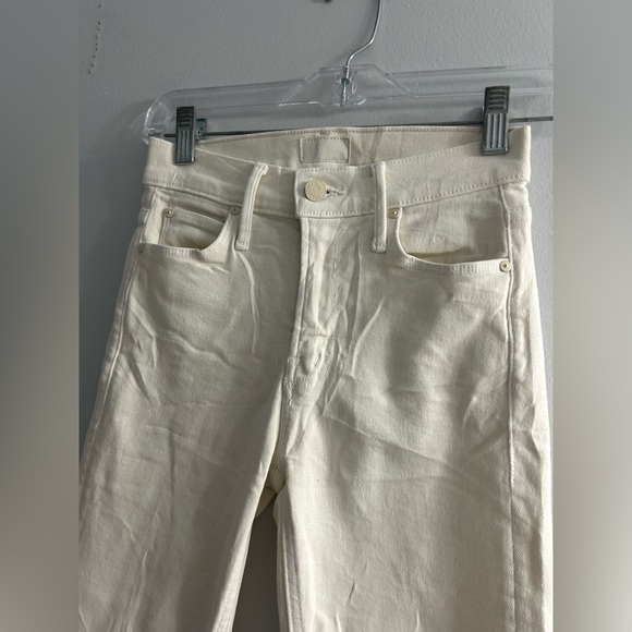 MOTHER THE MID RISE DAZZLER CROP FRAY JEANS CREAM PUFFS WOMEN'S - Picture 8 of 9